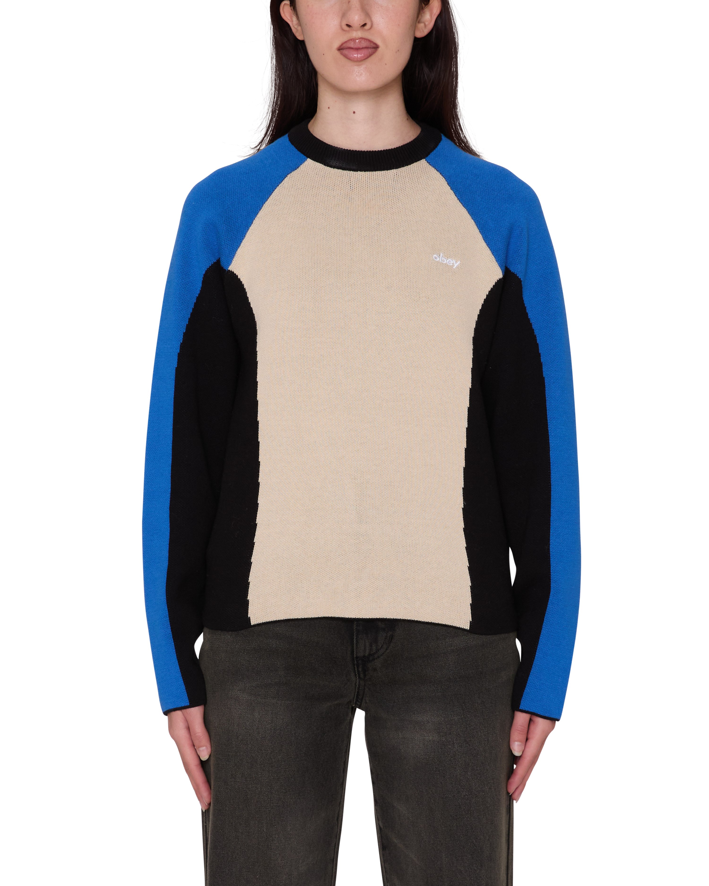 Obey Angie Crew Sweater Damen Colorblock Pullover cream multi